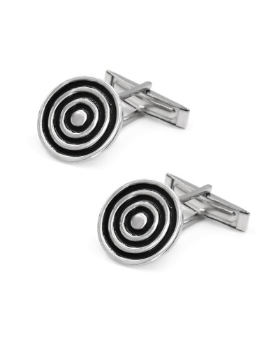 Gemelli Tondi Spirale in Argento e Smalto Nero