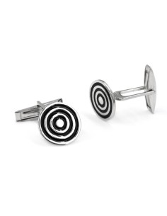Gemelli Tondi Spirale in Argento e Smalto Nero 2