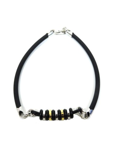 Bracciale in Argento 925 e Caucciù Anellini...