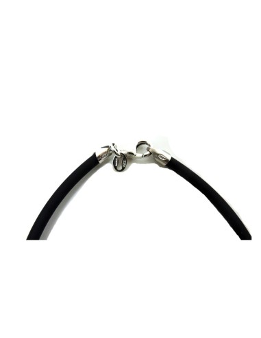 925 Sterling Silver and Rubber Bracelet White...