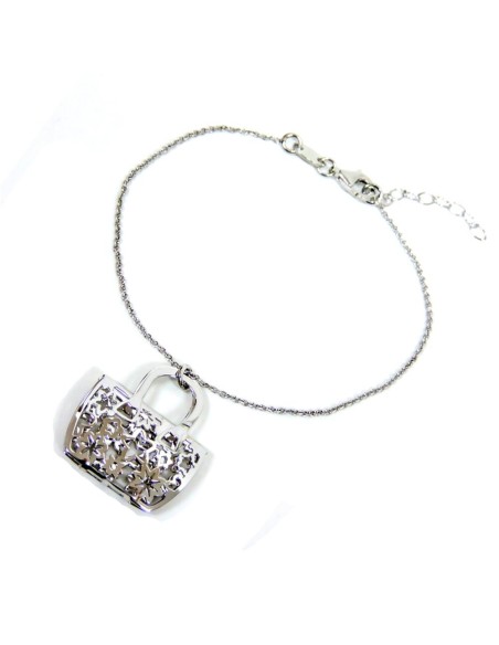 925 Sterling Silver Rhodium Handbag Bracelet 