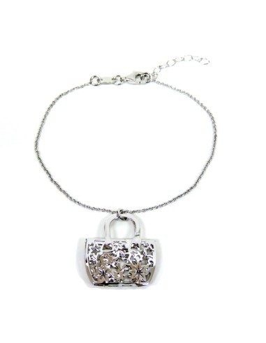 925 Sterling Silver Rhodium Handbag Bracelet 