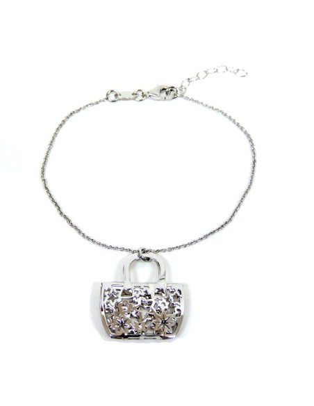 925 Sterling Silver Rhodium Handbag Bracelet 