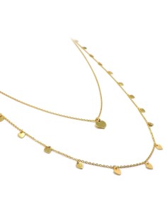 Doppia Collana Cuoricini Pendenti in Argento Placcato Oro