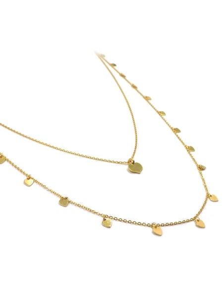 Gold Plated 925 Sterling Silver Hearts Double Necklace 