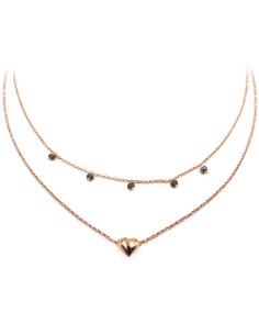 Rose Gold Plated Sterling Silver Heart Necklace with Grey... 2