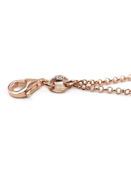 Rose Gold Plated Sterling Silver Heart Necklace with Grey Zircons