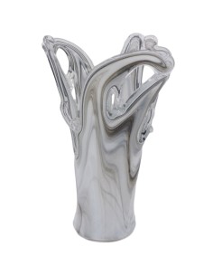  Murano Glas Vase Weiß und Taubengrau Vulkan