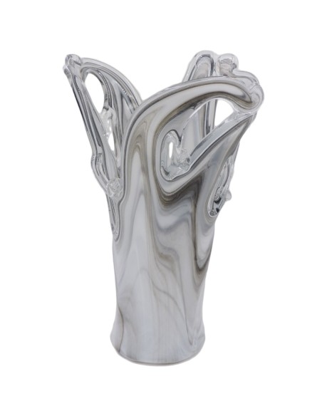  Murano Glas Vase Weiß und Taubengrau Vulkan
