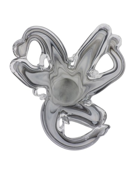  Murano Glas Vase Weiß und Taubengrau Vulkan