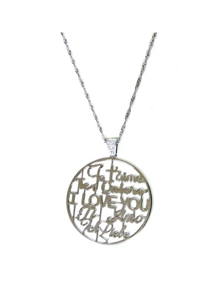 Bracciale Catena Donna in Argento 925 Rodiato con Ciondolo Doppio Cuore