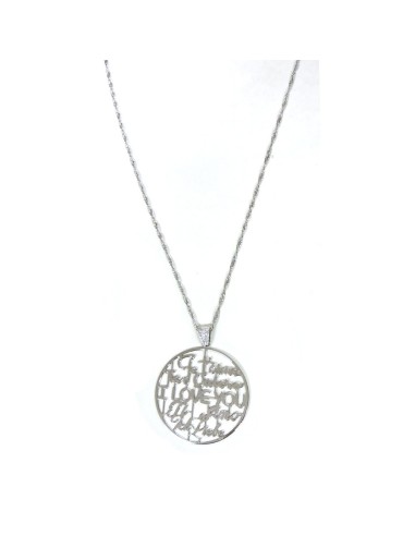 925 Sterling Silver Necklace I Love You Pendant 