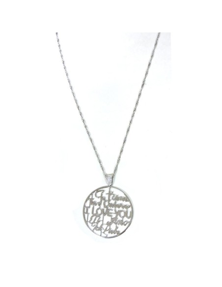 Collana in Argento 925 Con Ciondolo Ti Amo in tutte le Lingue