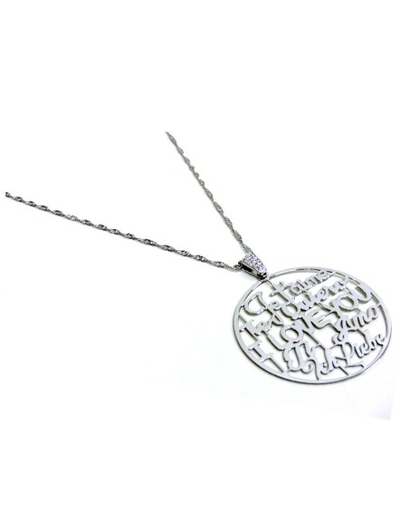 Collana in Argento 925 Con Ciondolo Ti Amo in tutte le Lingue