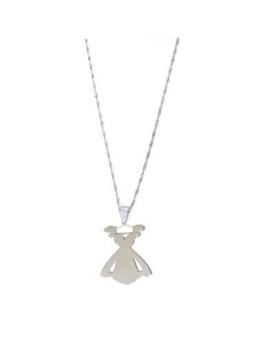 Bracciale Catena Donna in Argento 925 Rodiato con Ciondolo Doppio Cuore