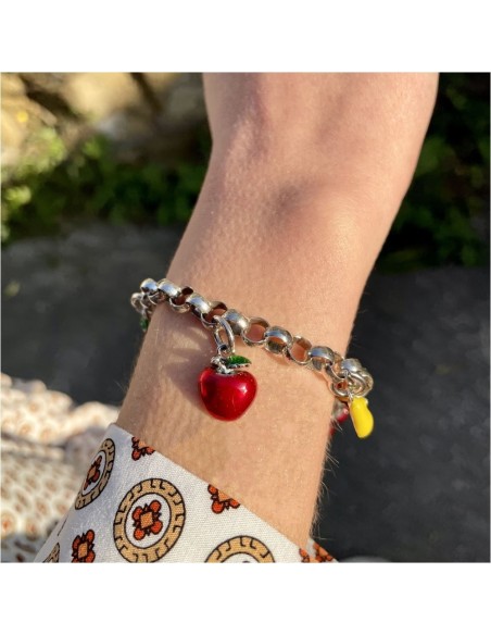 Enamelled 925 Sterling Silver Fuits Bracelet