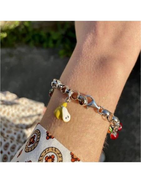 Enamelled 925 Sterling Silver Fuits Bracelet