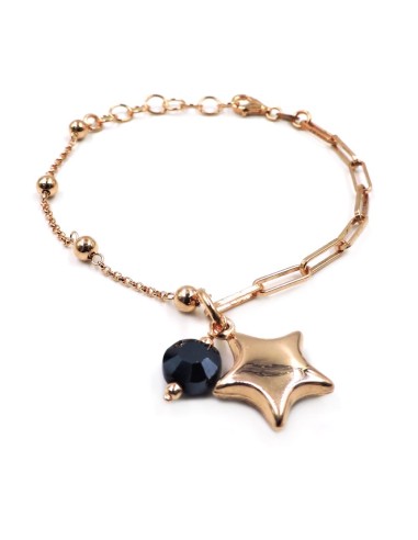 Bracciale in Argento 925 Rosè con Stella e Pietra Viola