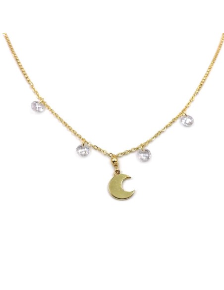 Collana Luna in Argento Placcato Oro e Zirconi Bianchi