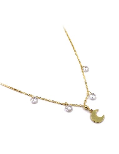 Gold Plated Sterling Silver Moon Necklace with...