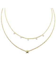 Doppia Collana con Stella in Argento Placcato Oro e...