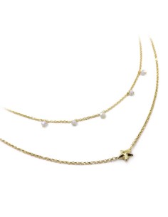Gold Plated Sterling Silver Star Necklace with White Zircons 2