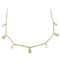 Collana con Stelle in Argento 925 Placcato Oro e Zirconi...