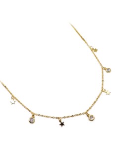 Collana con Stelle in Argento 925 Placcato Oro e Zirconi... 2