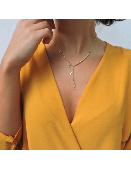 Gold Plated Sterling Silver Stars Pendant Moons Necklace 