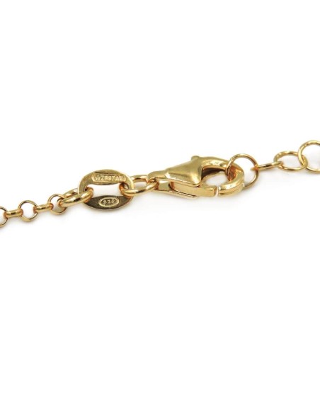 Bracciale Catena Donna in Argento 925 Rodiato con Ciondolo Doppio Cuore