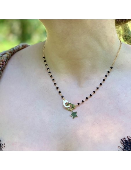 Gold Plated Sterling Silver Handcuffs Star Necklace 