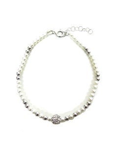 Bracciale in Argento 925 e Perline con Sfera Zirconata  2