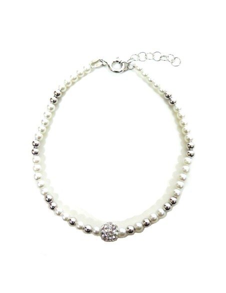 Bracciale in Argento 925 e Perline con Sfera Zirconata 