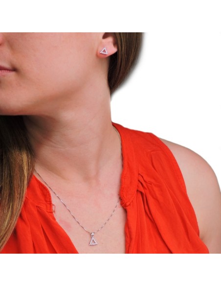 Bracciale Catena Donna in Argento 925 Rodiato con Ciondolo Doppio Cuore