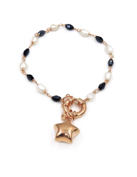 Star Bracelet with Pearls and Blue Zircons
