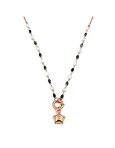 Rose Gold Plated Sterling Silver Star Necklace with Pearls 2