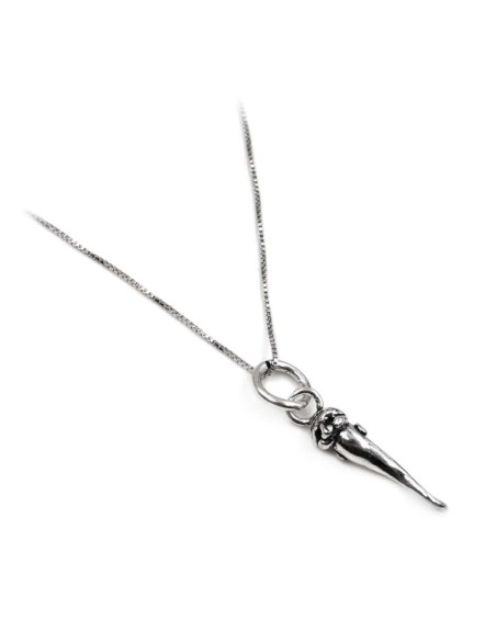 Bracciale Catena Donna in Argento 925 Rodiato con Ciondolo Doppio Cuore