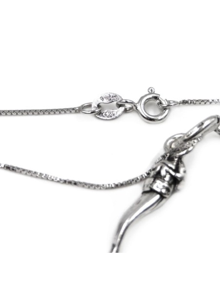 Bracciale Catena Donna in Argento 925 Rodiato con Ciondolo Doppio Cuore