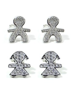925 Sterling Silver Baby Earrings with White Zircons by...