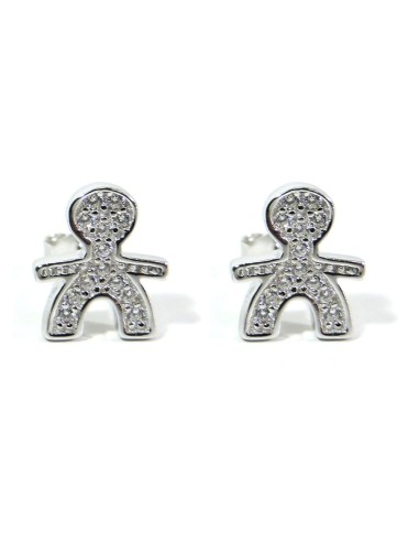925 Sterling Silver Baby Earrings with White Zircons by Damiano Argenti