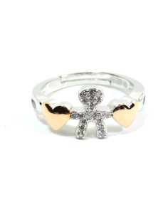 925 Sterling Silver Baby Hearts Ring with White Zircons  2
