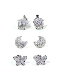Orecchini Tartaruga Luna Farfalla in Argento 925 e Zirconi 