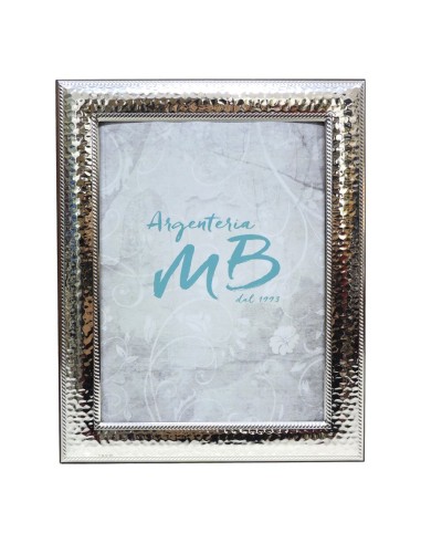 Silver Picture Frame Glossy Hammered Double Cord 