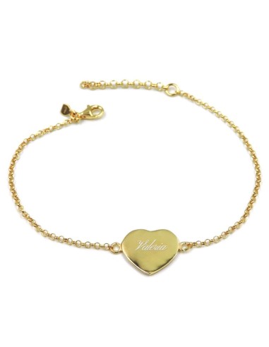 Customizable Gold Plated Sterling silver Heart Medal Bracelet