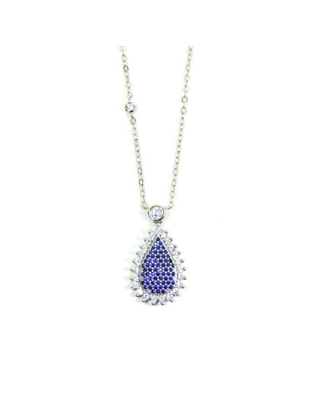 925 Sterling Silver Necklace with Blue Drop Pendant