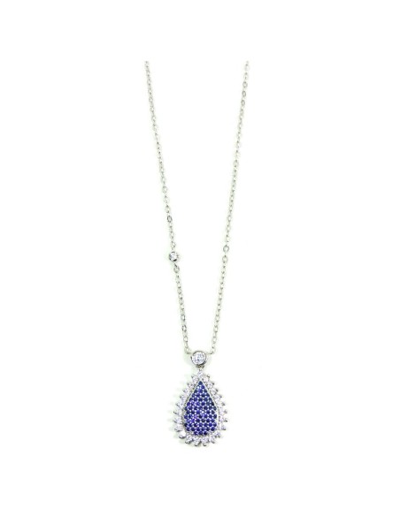 925 Sterling Silver Necklace with Blue Drop Pendant
