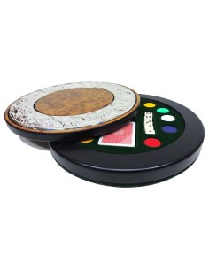 Set Poker Circolare Scorrevole in Radica di Noce con...