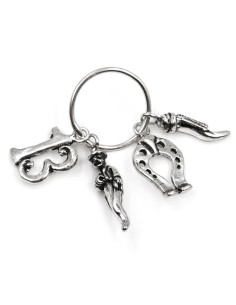Solid Silver Superstitious Pendants Keyring 