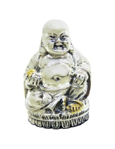 Old Buddha Silver Plated Resin Sculpture