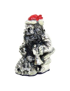 Santa Claus with Bluebell Silver Plated Resin Sculpture 